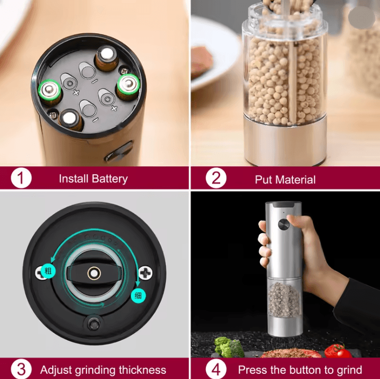 GrindMaster Pro Electric Salt And Pepper Grinder 1