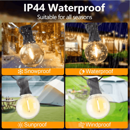 GlowGarden Solar Globe String Lights G40 Outdoor Set 2