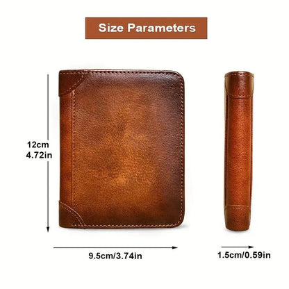 Mens Genuine Leather Wallet RFID Anti Theft Large Capacity Trifold Fashion Card Holder With Photo P 5