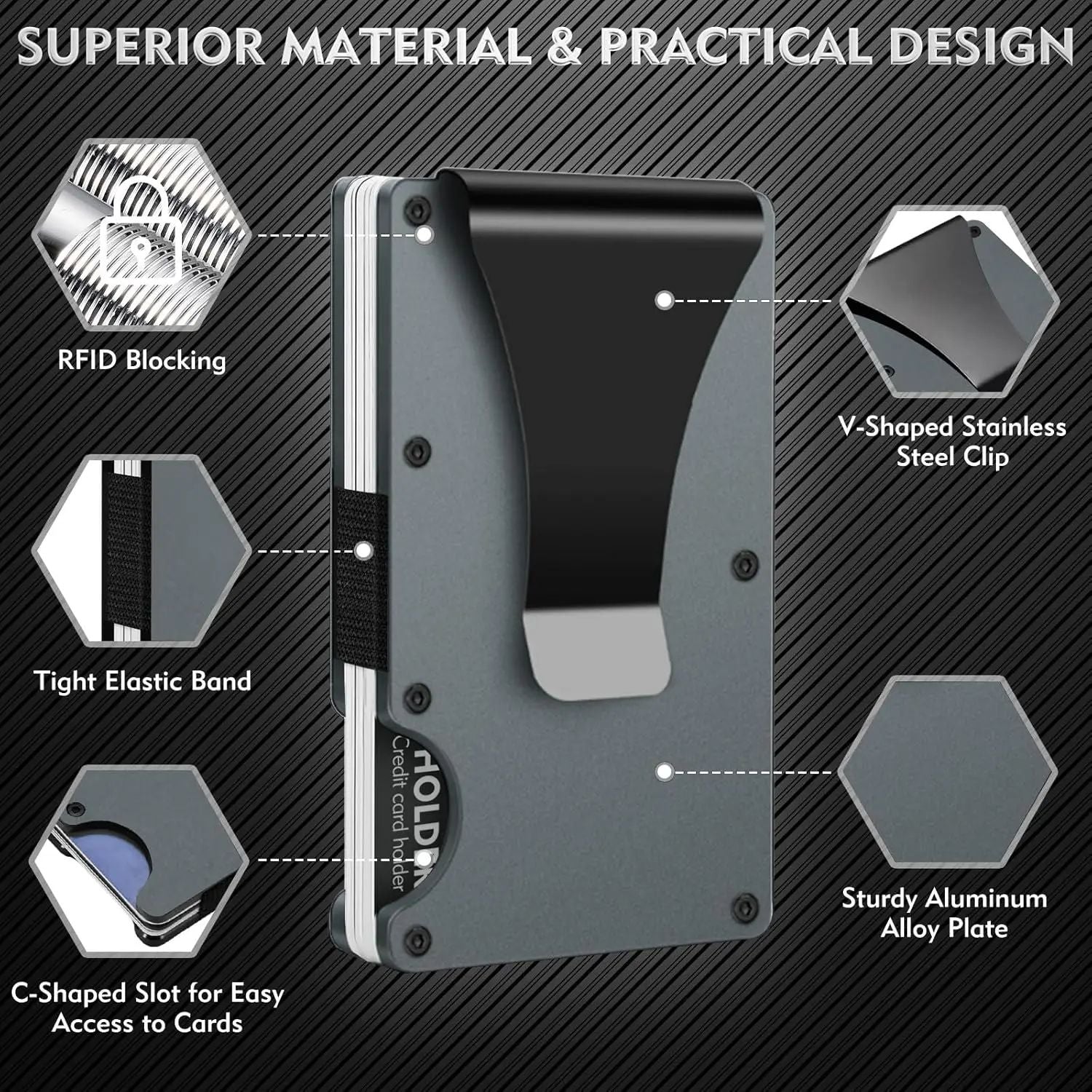 Slim Blocking Wallet Minimalist Credit Card Holder For Men And Women With Money Clip Scratch Resist 1