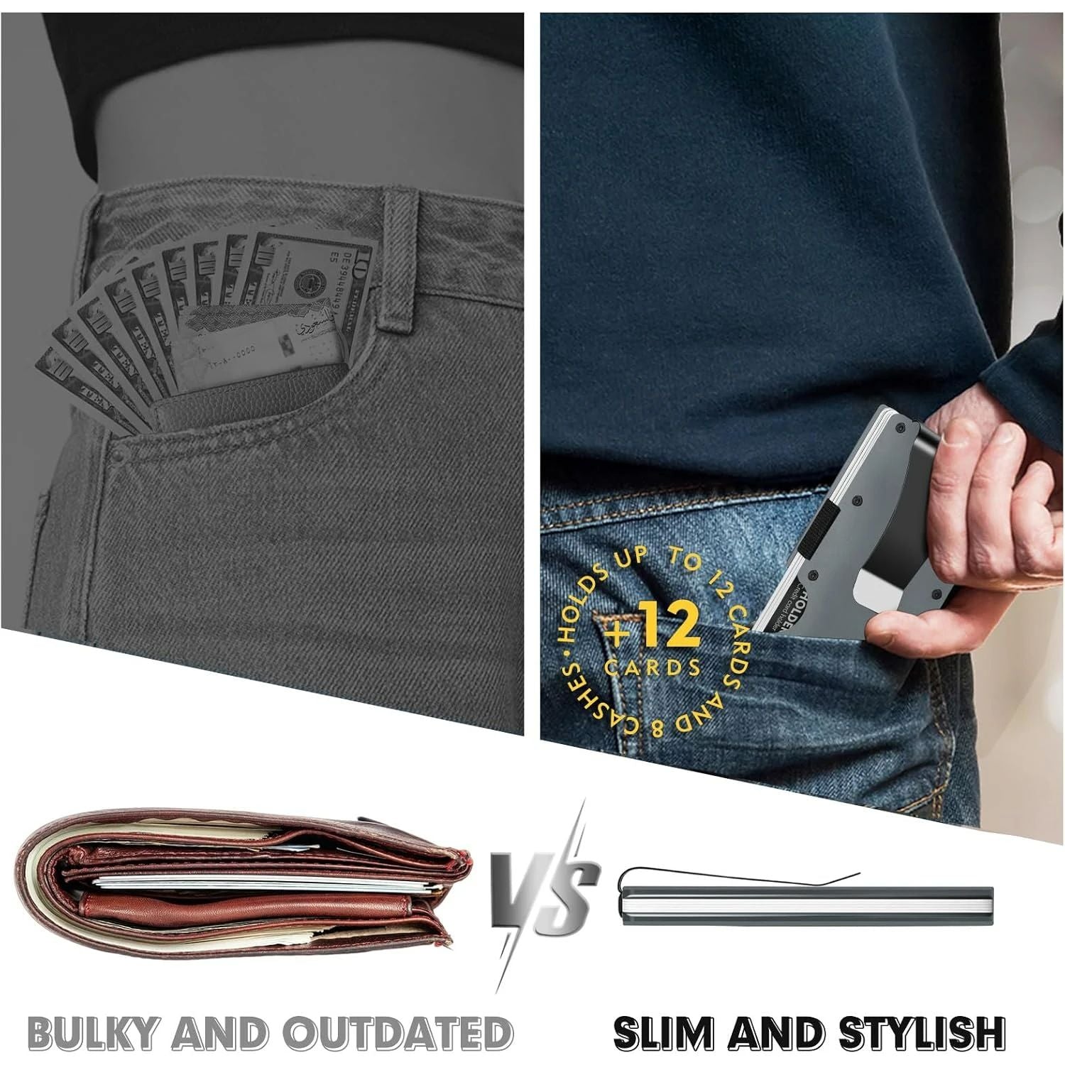Slim Blocking Wallet Minimalist Credit Card Holder For Men And Women With Money Clip Scratch Resist 5