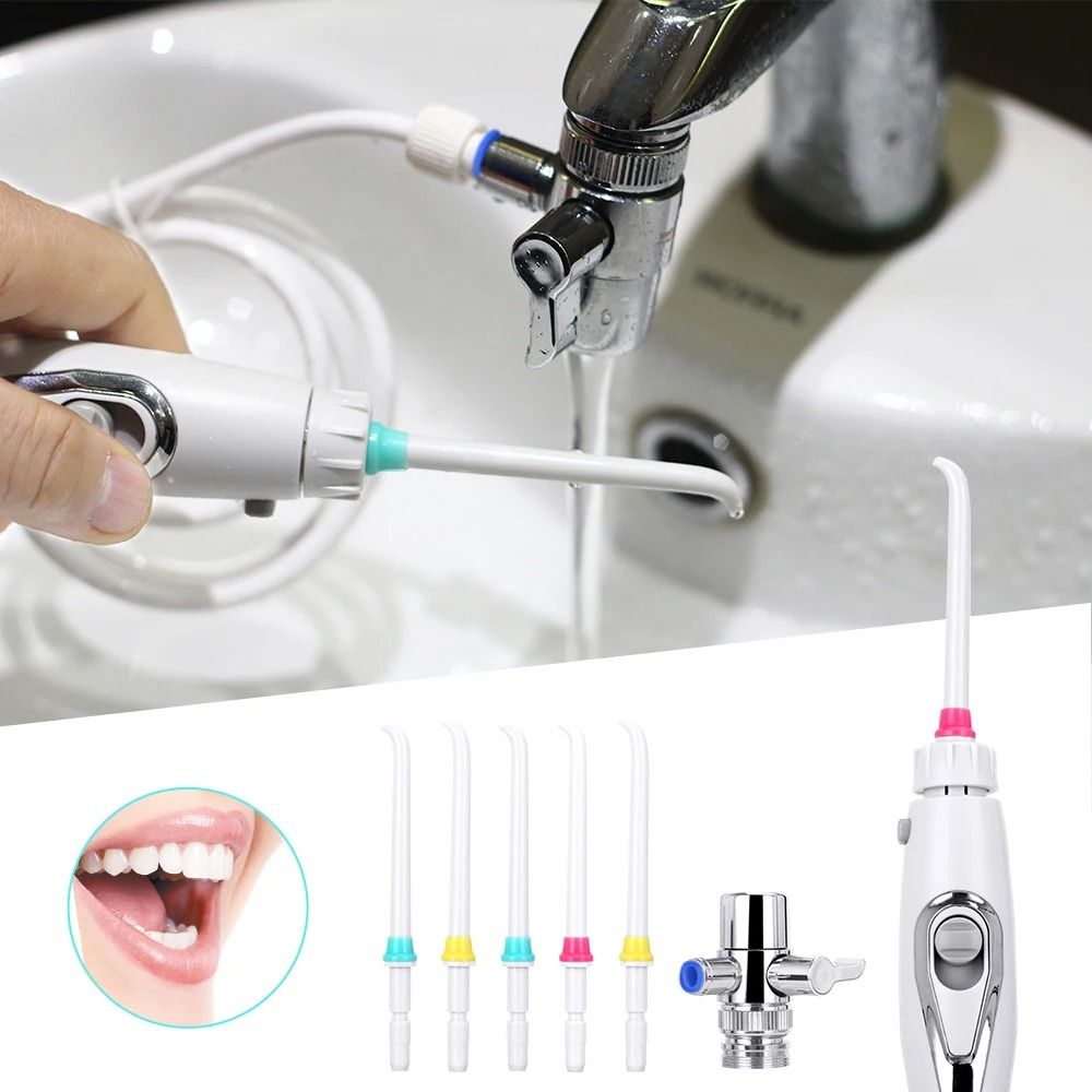 Faucet Oral Irrigator  Water Jet Dental Flosser Tooth Cleaner With 6 Nozzle Tips For Deep Cleaning  4