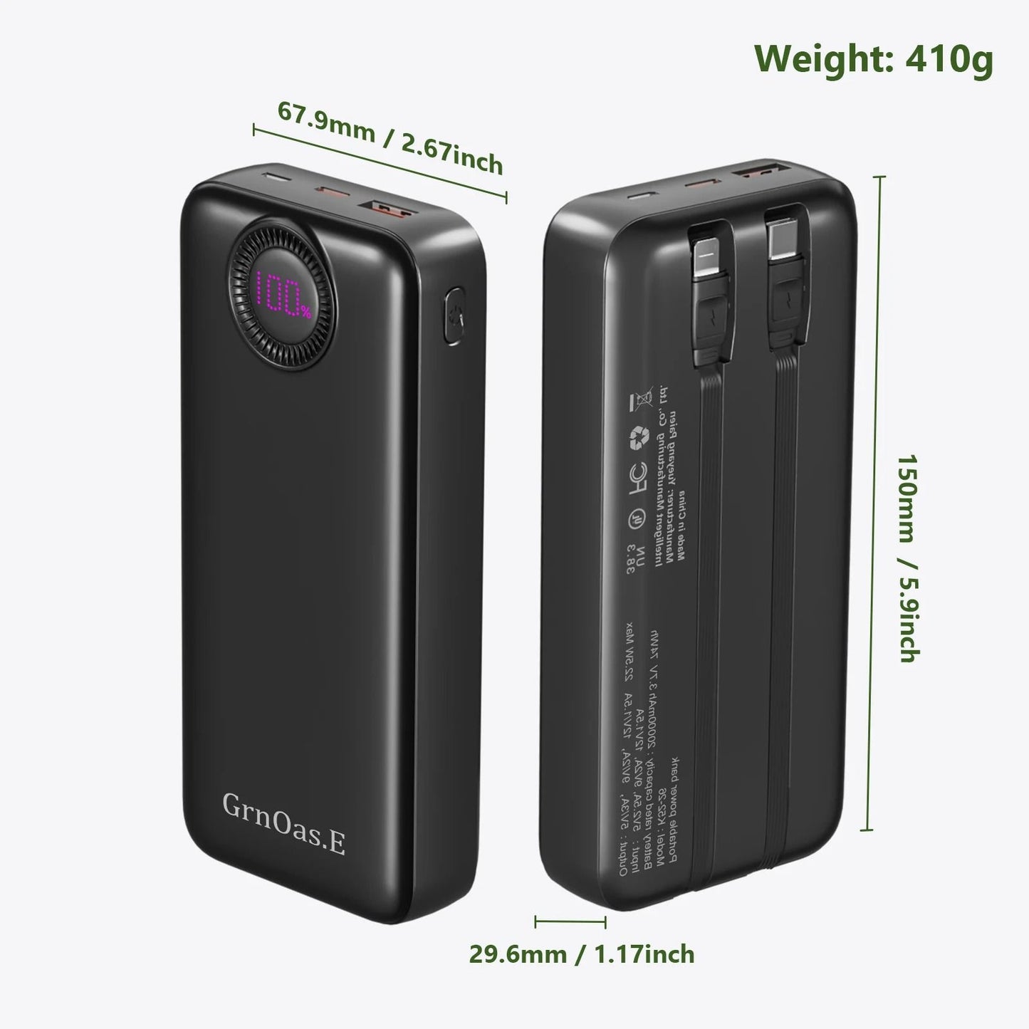 20000mAh Portable Power Bank  225W Fast Charging External Battery With Dual Input And Five Outputs  1