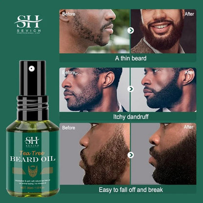 Mens Tea Tree Beard Growth Oil  FastActing Thickening Serum For Fuller Softer And Healthier Beards  3