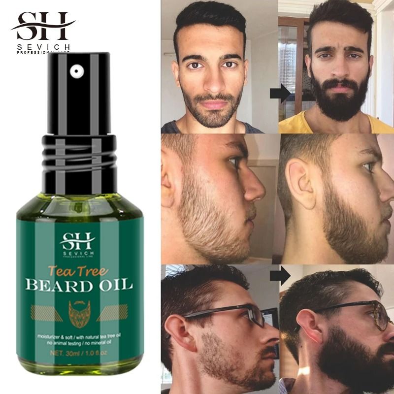 Mens Tea Tree Beard Growth Oil  FastActing Thickening Serum For Fuller Softer And Healthier Beards  5