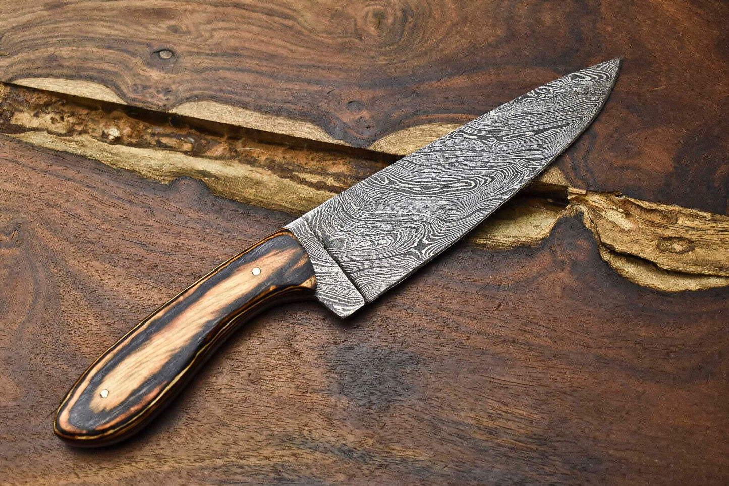 Custom 105 Damascus Steel Kitchen Knife  HandForged Full Tang Chef Knife 3