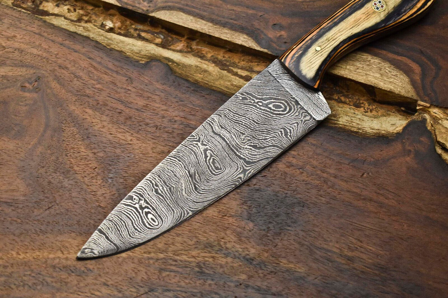 Custom 105 Damascus Steel Kitchen Knife  HandForged Full Tang Chef Knife 2