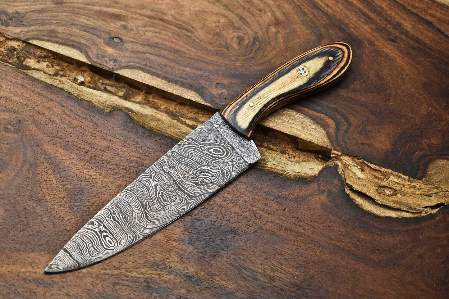 Custom 10.5" Damascus Steel Kitchen Knife | Hand-Forged Full Tang Chef Knife