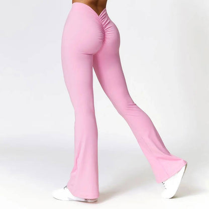 High Waist Flare Leggings, Women's Gym Fiess Sports Flared Pant, V-Shaped Hip Yoga Pants, Dance Trousers