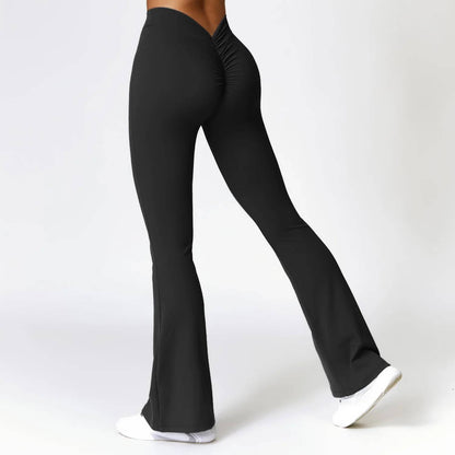 High Waist Flare Leggings, Women's Gym Fiess Sports Flared Pant, V-Shaped Hip Yoga Pants, Dance Trousers