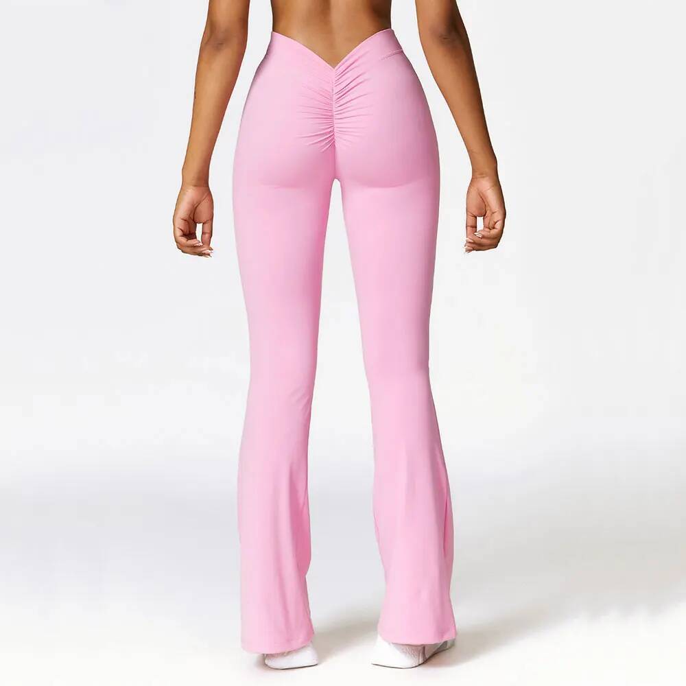 High Waist Flare Leggings, Women's Gym Fiess Sports Flared Pant, V-Shaped Hip Yoga Pants, Dance Trousers