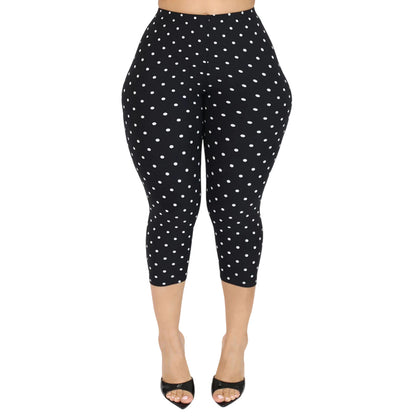 Women's Floral Print Capri Leggings, High Waist, Stretchy Cropped Pants, for Gym, Office, and Casual Wear