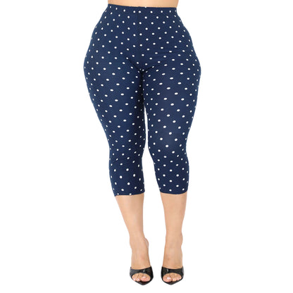 Women's Floral Print Capri Leggings, High Waist, Stretchy Cropped Pants, for Gym, Office, and Casual Wear