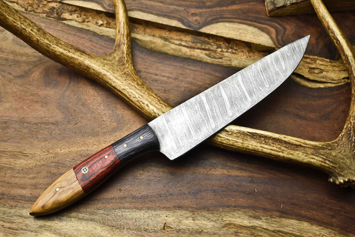 12 Damascus Steel Kitchen Knife  Handmade Chef Knife With Ergonomic Handle 3