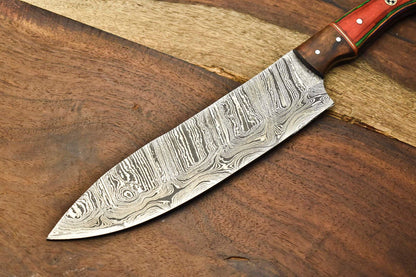 12 Damascus Steel Cooking Knife  Handmade Full Tang Chef Blade 2