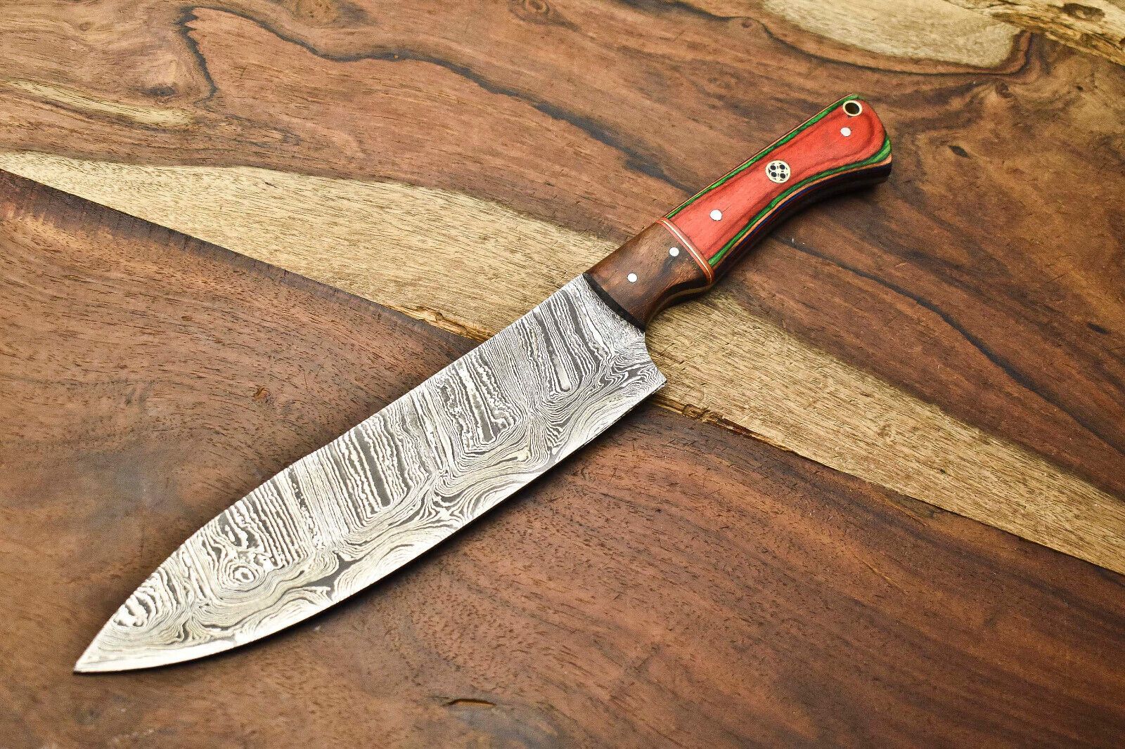 12" Damascus Steel Cooking Knife | Handmade Full Tang Chef Blade