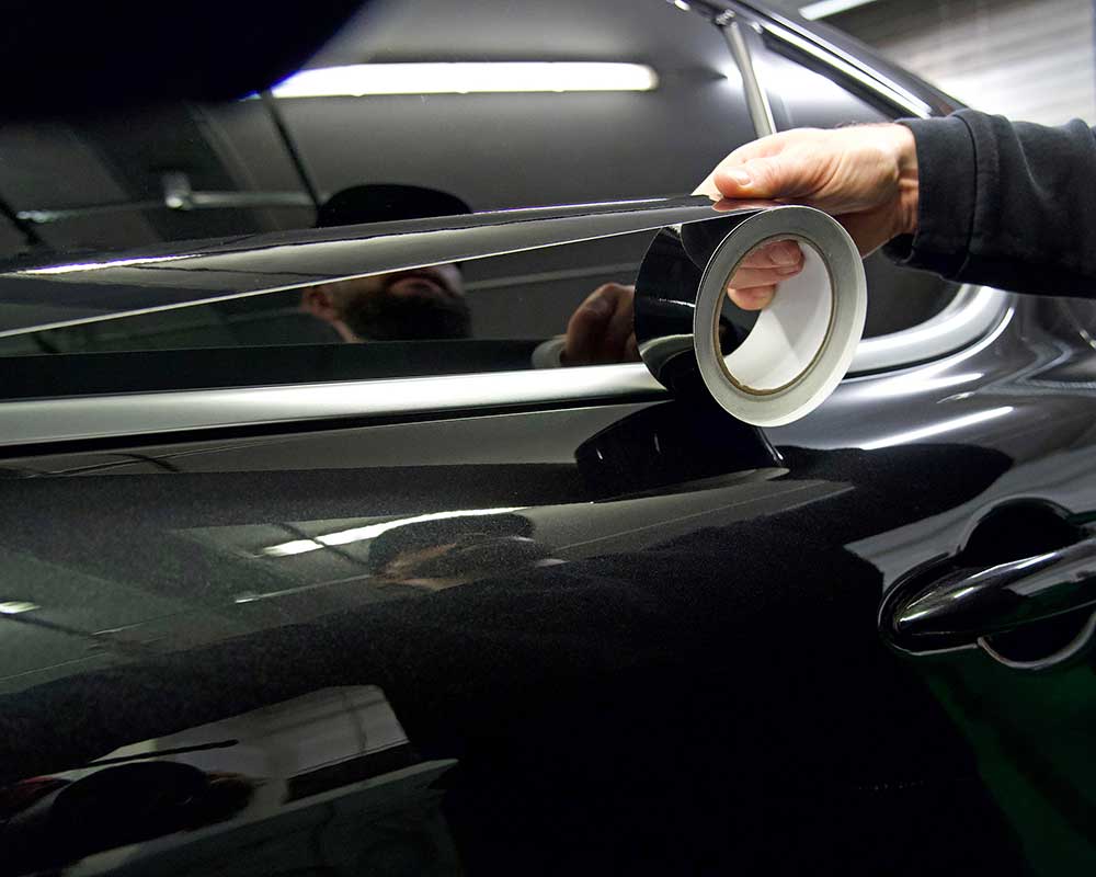 Chrome Delete Vinyl Film, Glossy Black Window Trim Wrap, Car Hood Roof Pillar Stripes