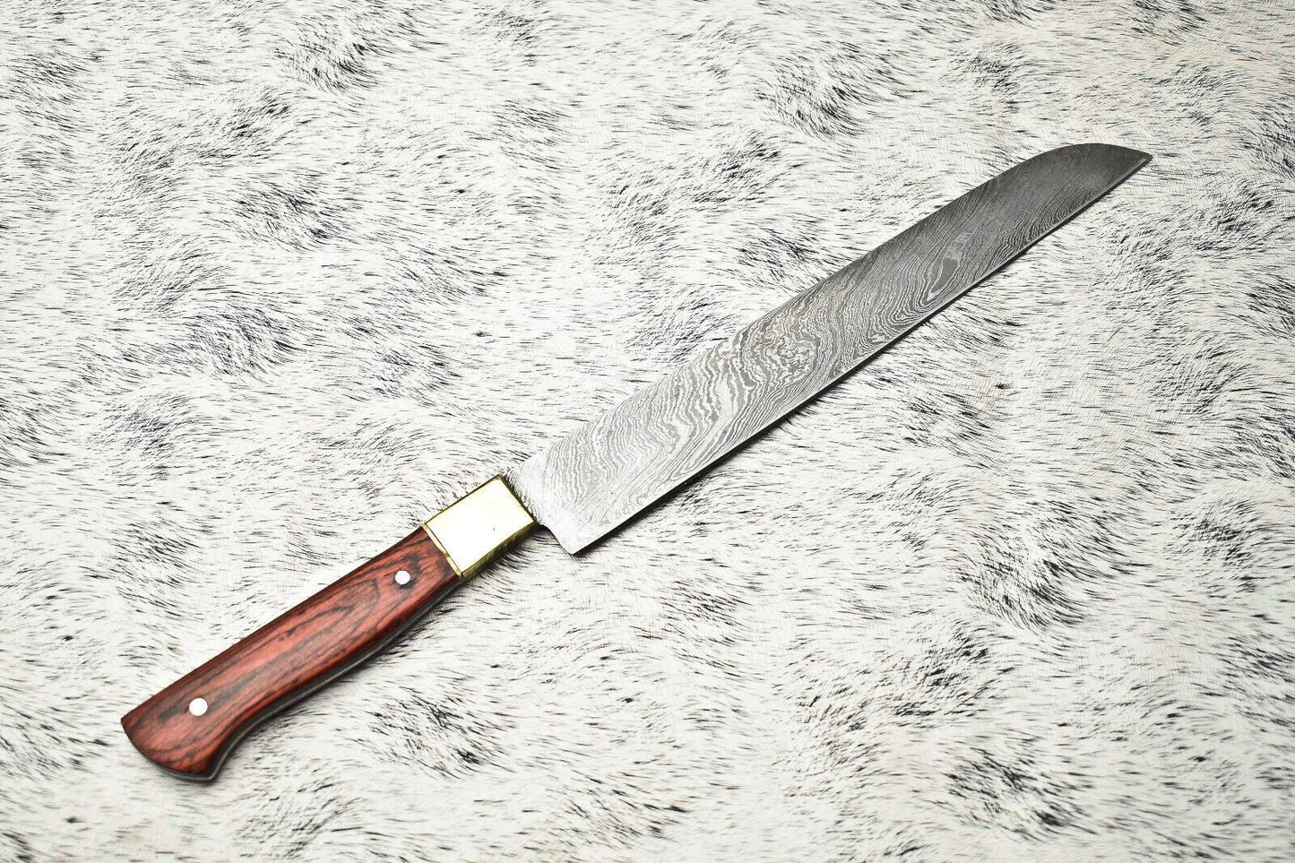 14 Custom Handmade Damascus Steel Chef Knife With Leather Sheath  Full Tang 3