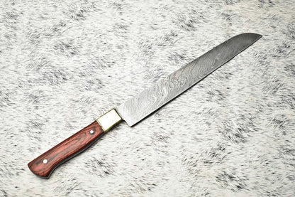 14 Custom Handmade Damascus Steel Chef Knife With Leather Sheath  Full Tang 3