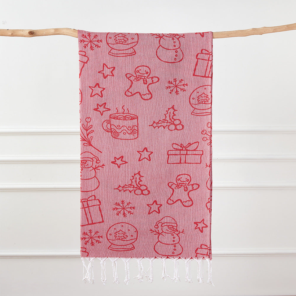 Turkish Bath Towel, Cherry Bow Beach Towel, Quick Drying, Fringed, for Sauna and Children