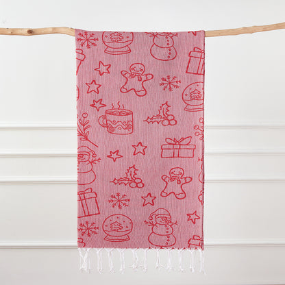 Turkish Bath Towel, Cherry Bow Beach Towel, Quick Drying, Fringed, for Sauna and Children