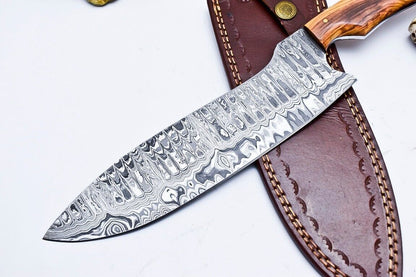 12 Custom Damascus Steel Chef Knife  Walnut Wood Handle Full Tang Blade 2