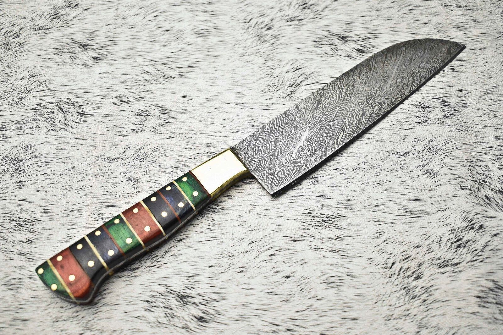 Hand Forged Damascus Steel Kitchen Knife  Walnut Wood Chef Knife 12 3