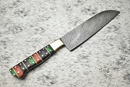 Hand Forged Damascus Steel Kitchen Knife  Walnut Wood Chef Knife 12 3
