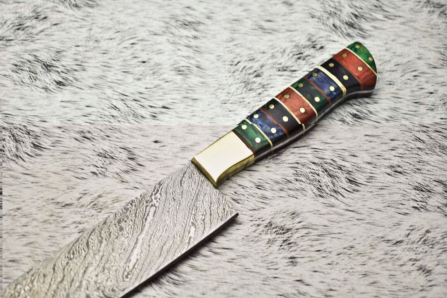 Hand Forged Damascus Steel Kitchen Knife  Walnut Wood Chef Knife 12 1