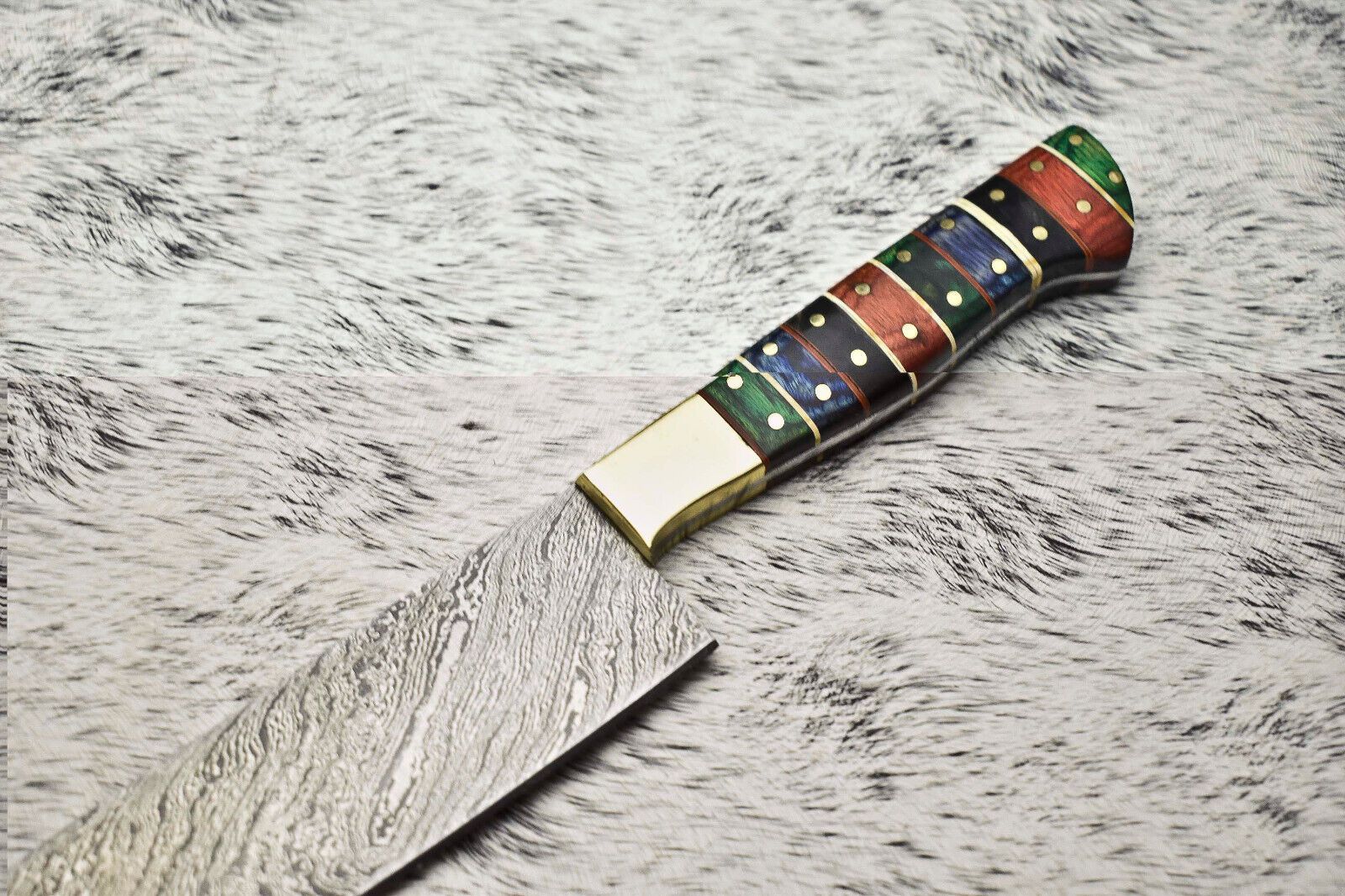 Hand Forged Damascus Steel Kitchen Knife  Walnut Wood Chef Knife 12 1