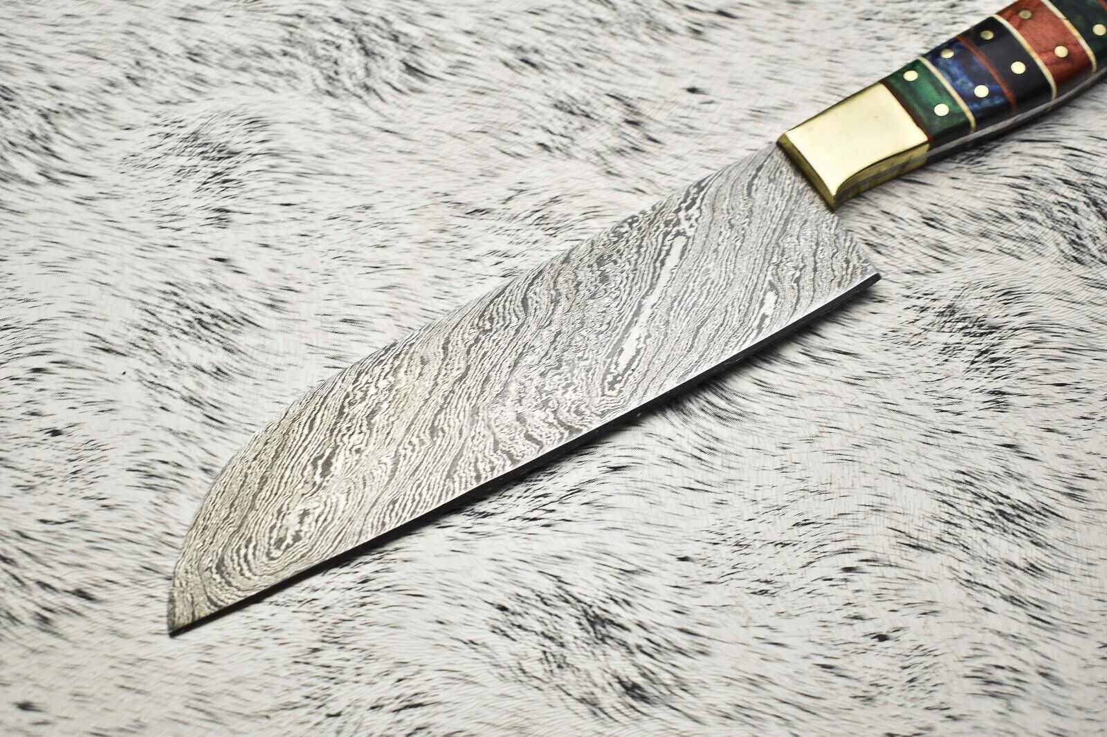 Hand Forged Damascus Steel Kitchen Knife  Walnut Wood Chef Knife 12 2