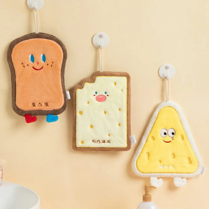 Quick Dry Kitchen Hand Towel, Cute Cartoon Hanging Towel, Three Layer Thickened Coral Flannel Wipe