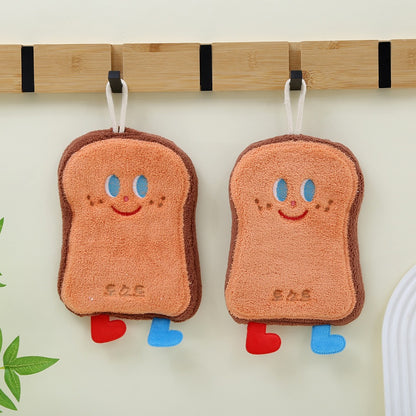 Quick Dry Kitchen Hand Towel, Cute Cartoon Hanging Towel, Three Layer Thickened Coral Flannel Wipe