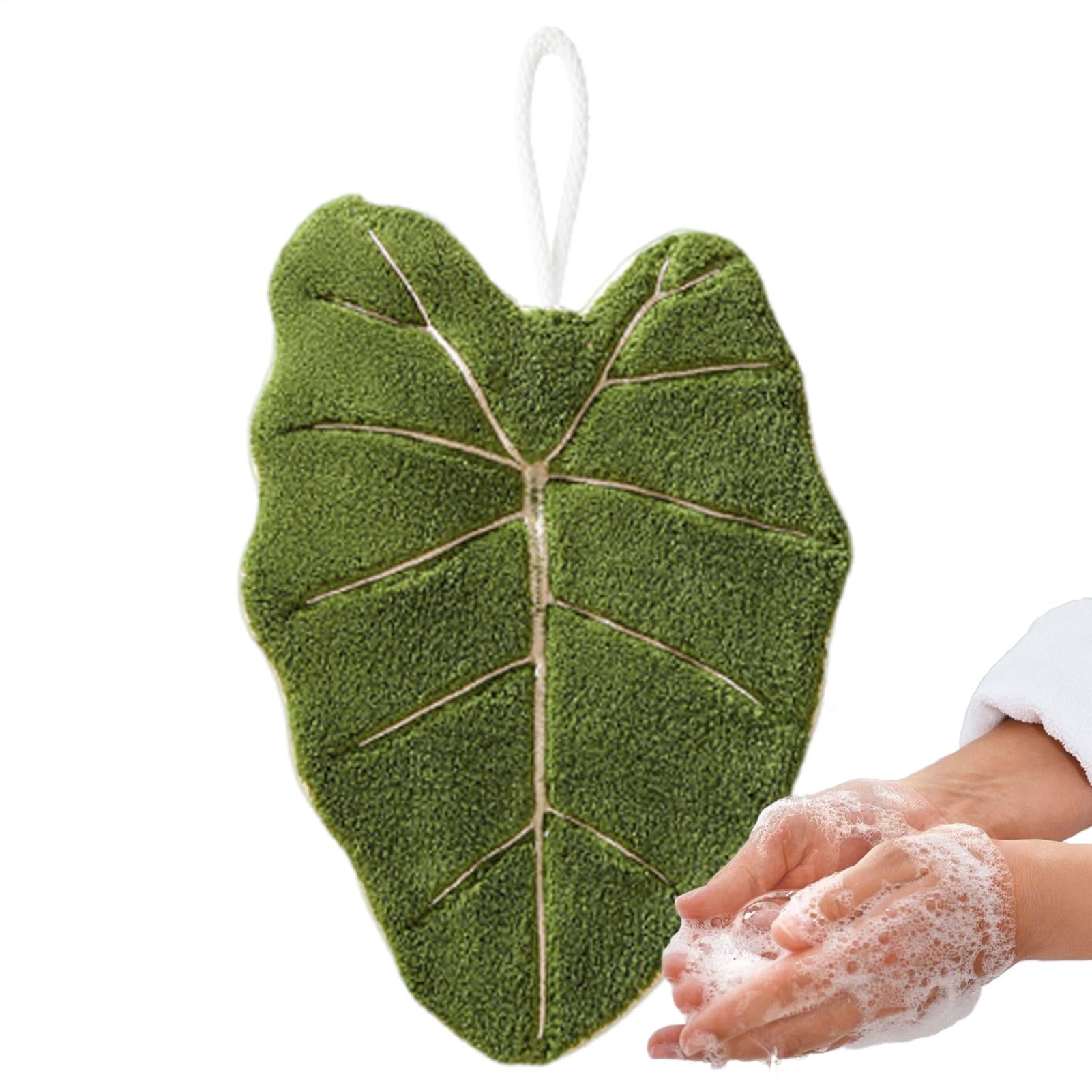 Leaf Print Hand Towels Highly Absorbent Hanging Towel For Kitchen And Bathroom Plant Pattern Cleani 1
