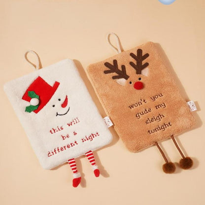 Christmas Hand Towel Thickened Cartoon Kitchen Towel Absorbent Quick Drying Rag Coral Fleece Hangin 4