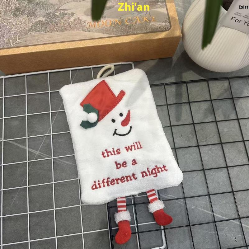 Christmas Hand Towel Thickened Cartoon Kitchen Towel Absorbent Quick Drying Rag Coral Fleece Hangin 5