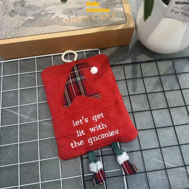 Christmas Hand Towel Thickened Cartoon Kitchen Towel Absorbent Quick Drying Rag Coral Fleece Hangin 6