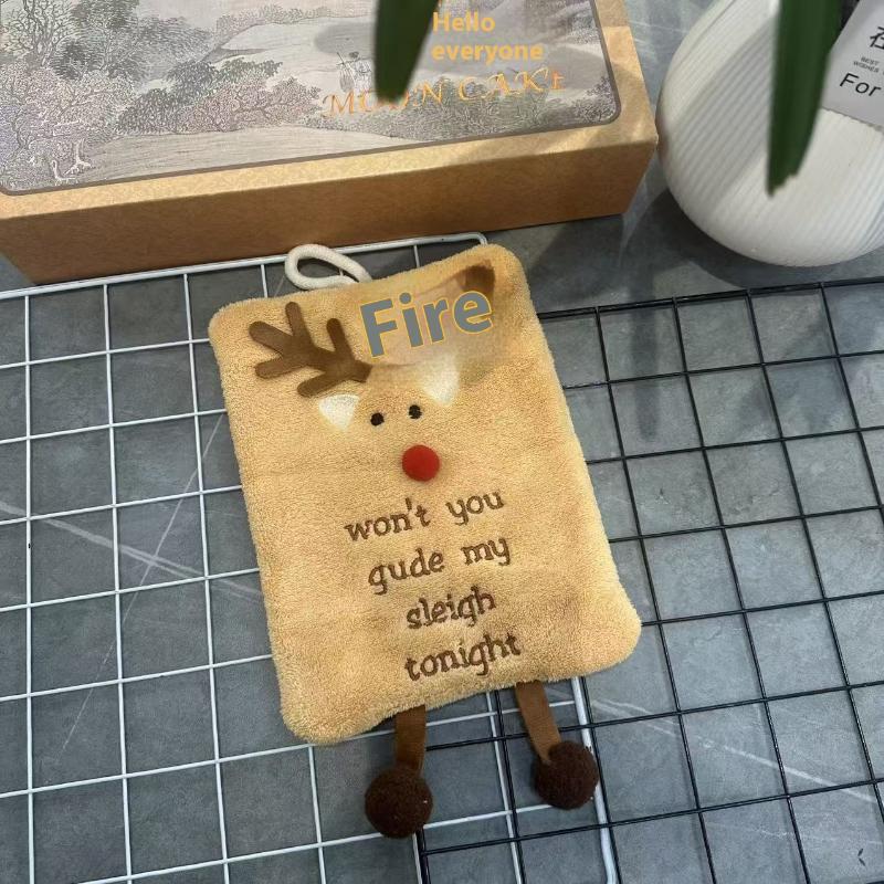 Christmas Hand Towel Thickened Cartoon Kitchen Towel Absorbent Quick Drying Rag Coral Fleece Hangin 8