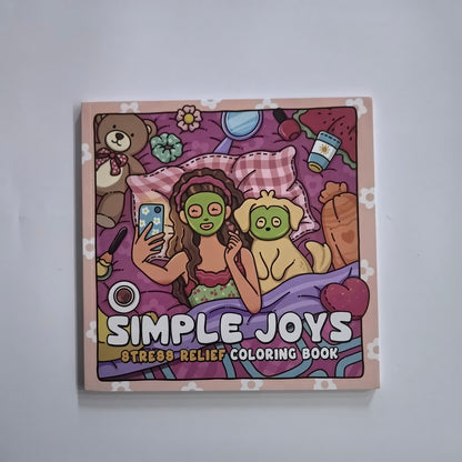 Simple Joys Stress Relief Coloring Book, Cute Girl And Her Pets Drawing Book, Perfect Gift for Party, Birthday
