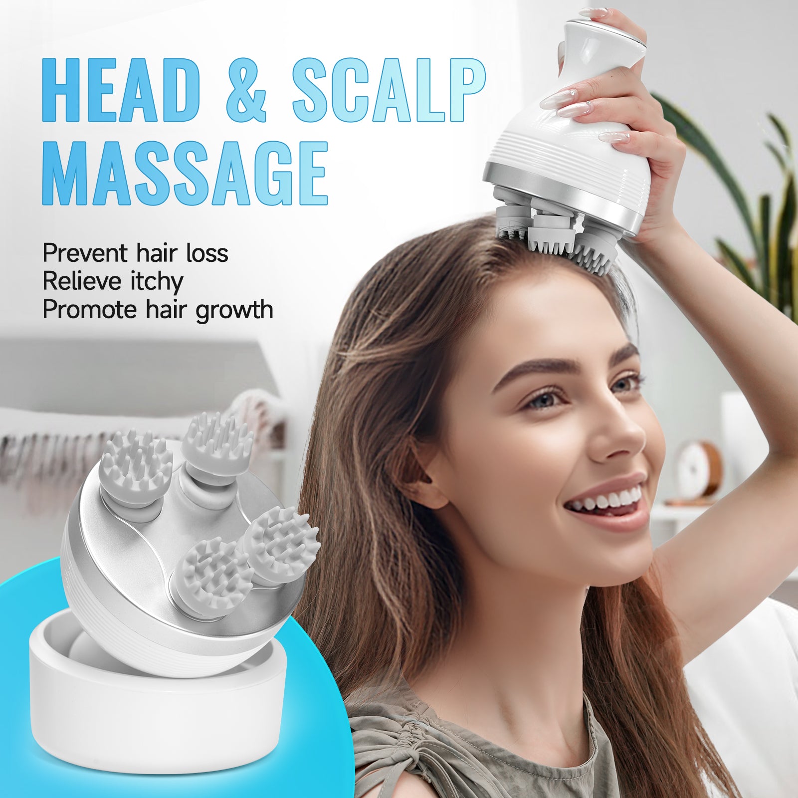 Handheld Electric Hair Scalp Massager, Kneading Scratcher for Hair Growth, Deep Clean, Stress Relief