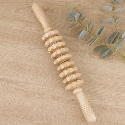Trigger Point Wooden Therapy Massager Stick, Fascia Roller for Cellulite, Muscle Belly & Body Pain Relief