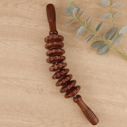 Trigger Point Wooden Therapy Massager Stick, Fascia Roller for Cellulite, Muscle Belly & Body Pain Relief