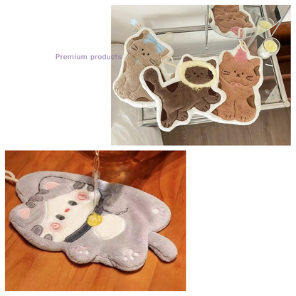 Creative Design Cartoon Hand Towel, Quick Drying and Multi Functional, Double Layer Thick Towel with Simple Pattern
