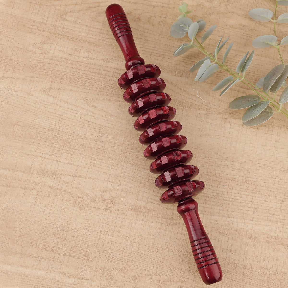 Trigger Point Wooden Therapy Massager Stick, Fascia Roller for Cellulite, Muscle Belly & Body Pain Relief