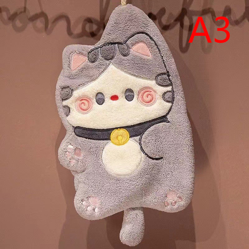 Creative Design Cartoon Hand Towel, Quick Drying and Multi Functional, Double Layer Thick Towel with Simple Pattern