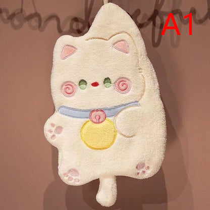 Creative Design Cartoon Hand Towel, Quick Drying and Multi Functional, Double Layer Thick Towel with Simple Pattern
