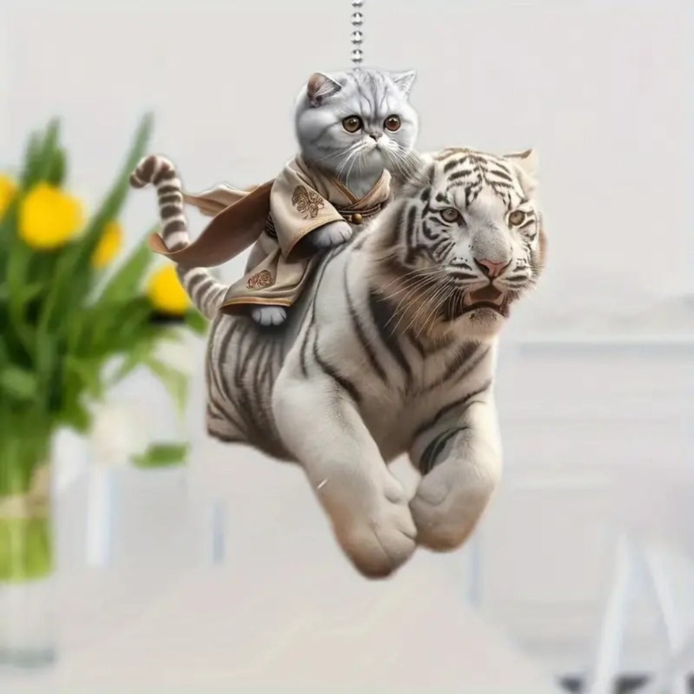 Car Interior Accessory Fun Animal Cat Pendant With Chain Realistic Rearview Mirror Hanging Ornament 4