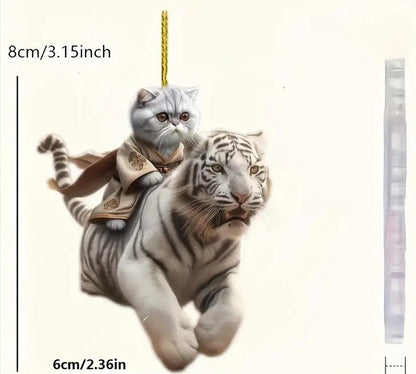 Car Interior Accessory Fun Animal Cat Pendant With Chain Realistic Rearview Mirror Hanging Ornament 5