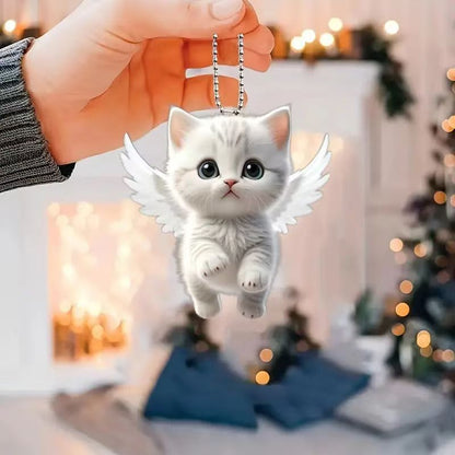 Car Interior Accessory Fun Animal Cat Pendant With Chain Realistic Rearview Mirror Hanging Ornament 9
