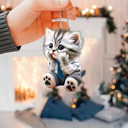 Car Interior Accessory Fun Animal Cat Pendant With Chain Realistic Rearview Mirror Hanging Ornament 16